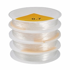 Clear 4 Rolls Round Crystal Elastic Stretch Thread, for Bracelets Gemstone Jewelry Making Beading Craft, Clear, 0.7mm, about 8.7 yards(8m)/roll