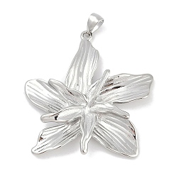 Платина Стойки обшивки латунные подвески, прелести цветка лилии, долговечный, без свинца и без кадмия, платина, 37x35x4.5 мм, отверстие : 5x3 мм
