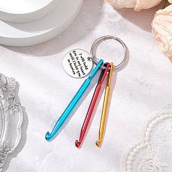Разноцветный Алюминиевые крючки для ключей брелок, с брелоки железа, сплав плоский круглый, красочный, 102.5 мм