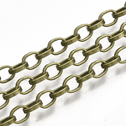 Античная Бронза Железо кабельные сети, несварные, с катушкой, Плоско-овальные, античная бронза, 5.5x4.3x1.2 мм, около 164.04 футов (50 м) / рулон