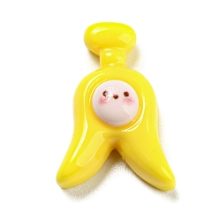 Желтый Непрозрачная смола декодирует кабошоны, мини-мультяшные растения, лук-порей, желтые, 15.5x11x5.5 мм