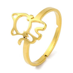 Cat Shape 201 регулируемое кольцо из нержавеющей стали для женщин, животное/заметка/футбол, форма кошки, 12.5 мм, внутренний диаметр: 17.5 мм