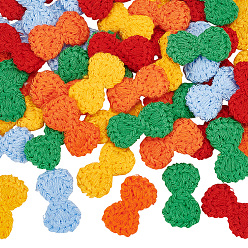 (52) Непрозрачная лаванда 50шт 5 цвета полиэстер вышивка пришить аппликации, швейное украшение для платья, Аксессуары для орнаментов, бантом, разноцветные, 15x26x2.5 мм, 10 шт / цвет