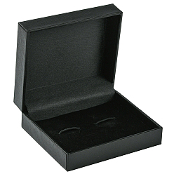 Черный Бумажные картонные шкатулки для запонок, с губкой, прямоугольные, чёрные, 6.8x7.8x3.1 см