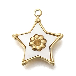 Настоящее золото 14K Ионное покрытие (IP) 304 подвески в виде ракушек из нержавеющей стали, звезды прелести, реальный 14 k позолоченный, 17x15x2.2 мм, отверстие : 1.5 мм
