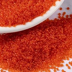 (RR139) Transparent Tangerine Миюки круглые бусины рокайль, японский бисер, 15/0, (р-р 139) прозрачный мандарин, 1.5 мм, отверстие : 0.7 мм, Около 5555 шт / 10 г