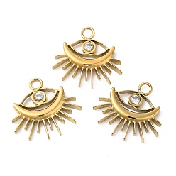 Золотой Ионное покрытие (ip) 304 подвески из нержавеющей стали, с кристально горный хрусталь, Очарование глаз, золотые, 19.5x18.5x3 мм, отверстие : 2.5 мм