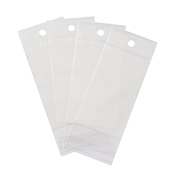 Белый Прямоугольник ОПП целлофановые мешки, самозапечатывающиеся пакеты с отверстием для подвешивания, белые, 14x5x0.01 см, отверстие : 7 мм
