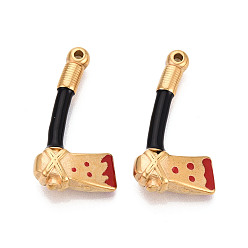 Черный 304 нержавеющей стальной эмали подвески, топор прелести, ионное покрытие (ip), реальный 18 k позолоченный, чёрные, 36x18.5x7 мм, отверстие : 1.7 мм