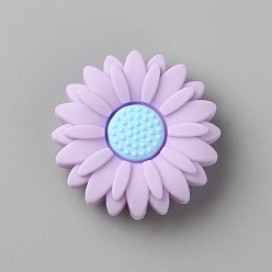 Лиловый Пищевые экологически чистые силиконовые бусины, маргаритка, сирень, 30x9 мм, отверстие : 2.5 мм