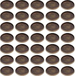 Античная Бронза 50 чашечки безеля из латуни в тибетском стиле с гладкими краями, кабошон настройки, плоско-круглые, античная бронза, лоток : 18 мм, 20x2 мм