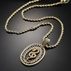 Змея Латунные ожерелья с кубическим цирконием для женщин, реальный 18 k позолоченный, змея, 16.22 дюйм (41.2 см)