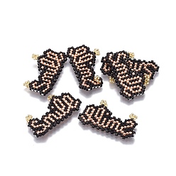 Peru MIYUKI & TOHO Handmade Japanese Seed Beads Pendants, Loom Pattern, Word Smile, Peru, 18~19x31~32x1.7mm, Hole: 1.2mm
