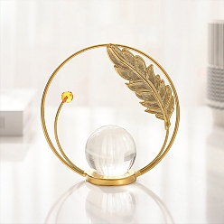 Лист Европейский стиль украшения дома тумба под телевизор креативное украшение гостиная входная лампа роскошный рабочий стол железный арт хрустальный шар украшение, золотые, лист, 130x130 мм, хрустальный шар: 50мм в диаметре