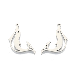 Нержавеющая Сталь Цвет Не тускнеющие 201 подвески из нержавеющей стали, дельфин, цвет нержавеющей стали, 26.5x16.5x1.5 мм, отверстие : 1.6 мм