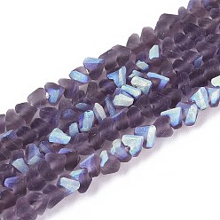 Фиолетовый Матовые прозрачные стеклянные бусины, треугольные, с половиным покрытием, с покрытием AB цвета, фиолетовые, 2.5~3.5x4~4.5x4~4.5 мм, отверстие : 0.9 мм, около 135 шт / нитка, 11.61 дюйм (29.5 см)
