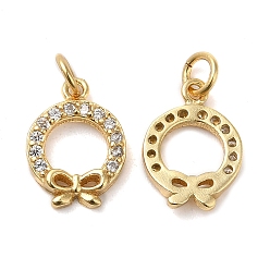 Настоящее золото 18K 925 серебро из микрочипов с кубическим цирконием, гирлянда с подвеской в виде банта, с целью перехода в кольце, реальный 18 k позолоченный, 10x7.5x1.5 мм, отверстие : 2 мм