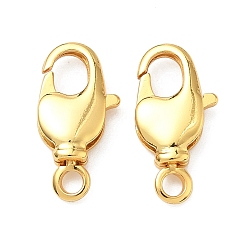 Настоящее золото 24K Карабин-лобстеры, латунные, долговечный, без свинца и без кадмия, стойки покрытие, реальный 24 k позолоченный, 17.5x9x3.5 мм, отверстие : 2 мм