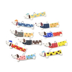 (52) Непрозрачная лаванда Ручной работы фарфора большие кулоны, собака, с железной фурнитурой, разноцветные, 21~21.5x58~63x5~6 мм, отверстие : 3~3.5x3~4 мм