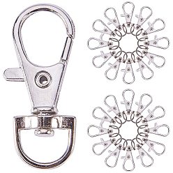 Platinum Alloy Swivel Lobster Claw Clasps, Swivel Snap Hook, Platinum, 35x13mm, Hole: 6mm, 50pcs/box