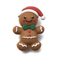 Gingerbread Man Рождественская тема, силиконовые фокусные бусины, изготовление ожерелий diy, седло коричневый, Колобок, 30x21x13 мм, отверстие : 2 мм