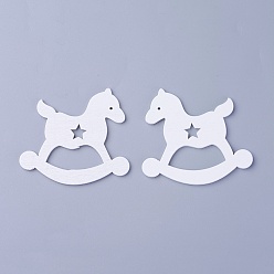 Белый Подвески из тополя, окрашенные, троянский конь, белые, 64x70x3 мм, отверстие : 1.8 мм