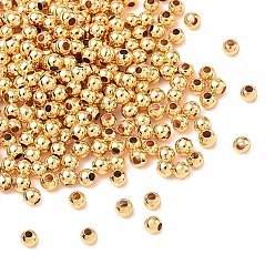 Chapado en Oro Real de 14K Abalorios de latón, rondo, larga duración plateado, sin plomo y el cadmio, real 14 k chapado en oro, 2.5 mm, agujero: 1 mm