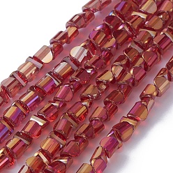 Красный Стеклянные бусины с гальваническим покрытием , граненые, с покрытием AB цвета, полукруглый, красные, 4x4x3 мм, отверстие : 0.8 мм, около 148 шт / нитка, 19.69 дюйм (50 см)