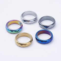 (52) Непрозрачная лаванда Гальванические немагнитные синтетические гематитовые кольца, граненые, разноцветные, размер США 7 (17.3 мм)