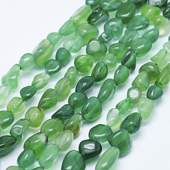 Green Onyx Agate Natural Dyed & Heated Green Agate Beads Strands, Tumbled Stone, Nuggets, 6~13x6~8mm, Hole: 1mm, 15.3 inch~15.7 inch(39~40cm)