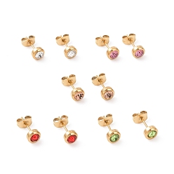 (52) Непрозрачная лаванда Серьги-гвоздики со стразами, нержавеющая сталь с цветным покрытием 304 украшения из нержавеющей стали для женщин, разноцветные, 15x6 мм, штифты : 0.8 мм