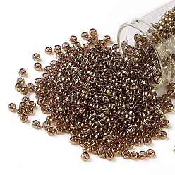 (421) Gold Luster Transparent Pink Тохо 8/0 круглые бусины, японский бисер, (421) золотой блеск прозрачный розовый, 3 мм, отверстие : 1 мм, Около 222 шт / 10 г