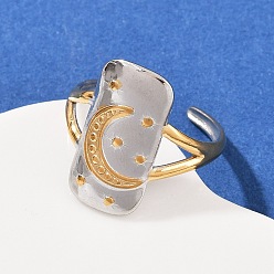 Rectangle 304 двухцветные манжетные кольца из нержавеющей стали, ионное покрытие (ip), золотые и нержавеющая сталь цвет, прямоугольные, 11 мм, внутренний диаметр: регулируемый