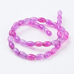 Hot Pink Natural Agate Beads Strands, Dyed, Barrel, Hot Pink, 9x6mm, Hole: 1mm, about 42pcs/strand, 15.1 inch(38.5cm)