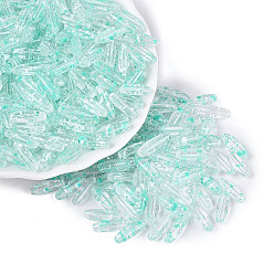 Turquoise Pâle Perles de verre transparentes Picasso, trou rond, ovale, turquoise pale, 12.5~13x4~4.5mm, Trou: 0.9~1mm, environ 1360 pcs / livre