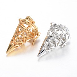 (52) Непрозрачная лаванда Полые латунные конусные подвески, для изготовления ожерелий из бисера, разноцветные, 39x23.5x19.5 мм, отверстие : 6.5x3.5 мм