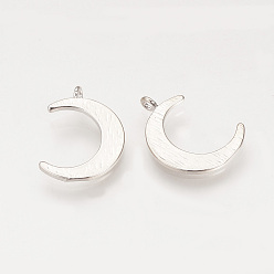 Echt platiniert Messing Anhänger & Charms, Nickel frei, Echt platiniert, Mond, 17x12x3 mm, Bohrung: 1 mm