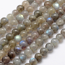 Лабрадорита Природные лабрадорита бисер нитей, круглые, 8~9 мм, отверстие : 1 мм, около 47 шт / нитка, 15.1 дюйм