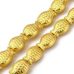 с Золотистым Покрытием Стеклянные бусины с гальваническим покрытием , рыба, с золотым покрытием, 14x10x6 мм, отверстие : 1 мм, около 29 шт / нитка, 15.51'' (39.4 см)