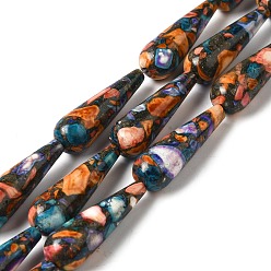 Colorido Perlas naturales howlite hebras, teñido, lágrima, colorido, 30x10 mm, agujero: 1 mm, sobre 13 unidades / cadena, 15.35'' (39 cm)