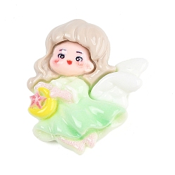 Аквамарин Непрозрачные кабошоны из смолы, ангел со звездой, аквамарин, 28.5x25.5x8.5 мм