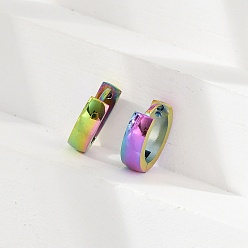 Rainbow Color 304 серьги-кольца из нержавеющей стали с эффектом полировки, ионное покрытие (ip), Радуга цветов, 13x4 мм