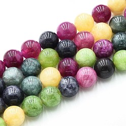 (52) Непрозрачная лаванда Природного кварца нитей бисера, окрашенные, круглые, имитация турмалина, разноцветные, 10~10.5 мм, отверстие : 1~1.2 мм, около 37~38 шт / нитка, 14.76~15.16 дюйм (37.5~38.5 см)