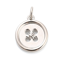 Платина Латунные подвески, подвески-кнопки, долговечный, стойки покрытие, без свинца и без кадмия, с целью перехода в кольце, платина, 15.5x13x2.5 мм