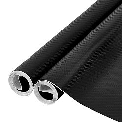 Black PVC Car Auto Fibre Sticker Vinyl Wrapping Film, Black, 300x0.2mm, 1.52m/roll