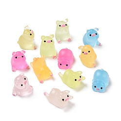 (52) Непрозрачная лаванда 3d светящиеся кабошоны из прозрачной смолы, свинья, разноцветные, 25x16~20x12~18 мм