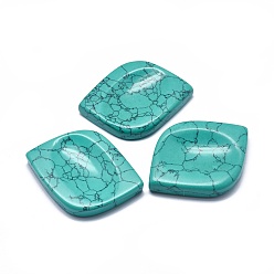 Synthetic Turquoise Synthetic Turquoise Massager, Worry Stone, Leaf, 53~58x34~36x6~9mm