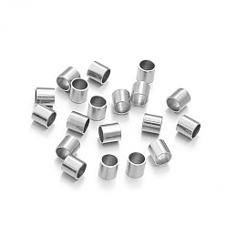 Нержавеющая Сталь Цвет 201 из нержавеющей стали обжимной бисер, колонка, цвет нержавеющей стали, 1.5x1.5 мм, отверстие : 0.9 мм