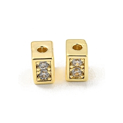 Echt 18 k vergoldet Messing mit Glasperlen, Cadmiumfrei und Nickel frei und Bleifrei, Würfel, echt 18 k vergoldet, 5x3.5x3.5 mm, Bohrung: 1.4 mm