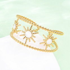 Золотой 304 эмалированные браслеты-манжеты из нержавеющей стали для женщин, подсолнечник, золотые, 1-1/8 дюйм (2.9 см), внутренний диаметр: 1-7/8 дюйм (4.9 см)